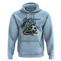 Funny Curaçao Iguana Soccer Fan Hoodie Caribbean Pride Football Graphic