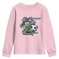 Funny Curaçao Iguana Soccer Fan Youth Sweatshirt Caribbean Pride Football Graphic