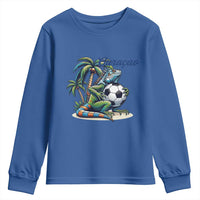 Funny Curaçao Iguana Soccer Fan Youth Sweatshirt Caribbean Pride Football Graphic
