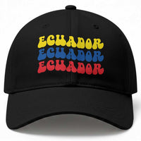 Retro Groovy Ecuador Baseball Cap Proud Ecuadorian Heritage