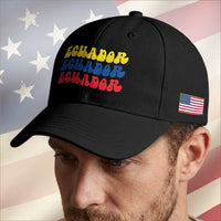 Retro Groovy Ecuador Baseball Cap Proud Ecuadorian Heritage
