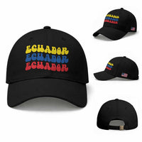 Retro Groovy Ecuador Baseball Cap Proud Ecuadorian Heritage