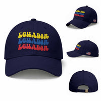 Retro Groovy Ecuador Baseball Cap Proud Ecuadorian Heritage