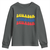 Retro Groovy Ecuador Youth Sweatshirt Proud Ecuadorian Heritage