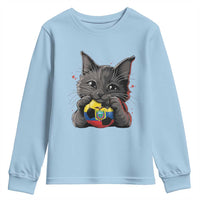 Ecuador Black Cat Soccer Game Day Youth Sweatshirt Cat Lover Gift