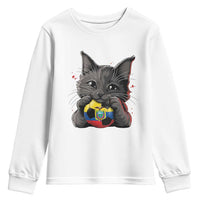 Ecuador Black Cat Soccer Game Day Youth Sweatshirt Cat Lover Gift