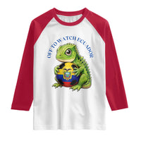 Off To Watch Ecuador Raglan Shirt Funny Ecuador Iguana Soccer Fan Gift