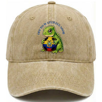 Off To Watch Ecuador Washed Cotton Baseball Cap Funny Ecuador Iguana Soccer Fan Gift
