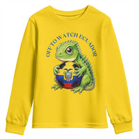 Off To Watch Ecuador Youth Sweatshirt Funny Ecuador Iguana Soccer Fan Gift