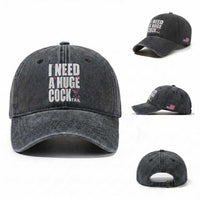 Funny Adult Humor Washed Cotton Baseball Cap I Need A Huge Cocktail Drinking Gift