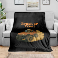 Truck Or Treat Skeleton Racing Throw Blanket Funny Halloween Truck Lover - Wonder Print Shop
