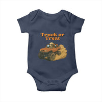 Truck Or Treat Skeleton Racing Baby Onesie Funny Halloween Truck Lover - Wonder Print Shop