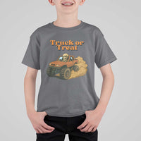Truck Or Treat Skeleton Racing T Shirt For Kid Funny Halloween Truck Lover - Wonder Print Shop