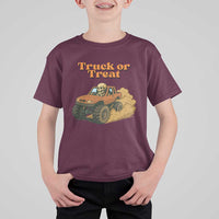 Truck Or Treat Skeleton Racing T Shirt For Kid Funny Halloween Truck Lover - Wonder Print Shop