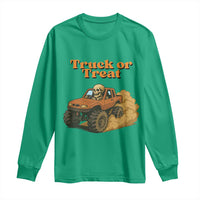 Truck Or Treat Skeleton Racing Long Sleeve Shirt Funny Halloween Truck Lover - Wonder Print Shop