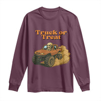 Truck Or Treat Skeleton Racing Long Sleeve Shirt Funny Halloween Truck Lover - Wonder Print Shop