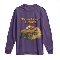 Truck Or Treat Skeleton Racing Long Sleeve Shirt Funny Halloween Truck Lover - Wonder Print Shop