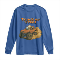 Truck Or Treat Skeleton Racing Long Sleeve Shirt Funny Halloween Truck Lover - Wonder Print Shop