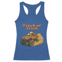 Truck Or Treat Skeleton Racing Racerback Tank Top Funny Halloween Truck Lover - Wonder Print Shop