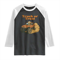 Truck Or Treat Skeleton Racing Raglan Shirt Funny Halloween Truck Lover - Wonder Print Shop