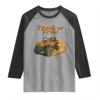 Truck Or Treat Skeleton Racing Raglan Shirt Funny Halloween Truck Lover - Wonder Print Shop