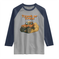 Truck Or Treat Skeleton Racing Raglan Shirt Funny Halloween Truck Lover - Wonder Print Shop