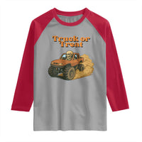 Truck Or Treat Skeleton Racing Raglan Shirt Funny Halloween Truck Lover - Wonder Print Shop