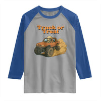 Truck Or Treat Skeleton Racing Raglan Shirt Funny Halloween Truck Lover - Wonder Print Shop