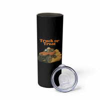 Truck Or Treat Skeleton Racing Skinny Tumbler Funny Halloween Truck Lover