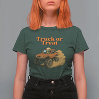 Truck Or Treat Skeleton Racing T Shirt For Women Funny Halloween Truck Lover - Wonder Print Shop
