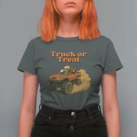 Truck Or Treat Skeleton Racing T Shirt For Women Funny Halloween Truck Lover - Wonder Print Shop