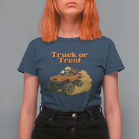 Truck Or Treat Skeleton Racing T Shirt For Women Funny Halloween Truck Lover - Wonder Print Shop