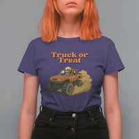 Truck Or Treat Skeleton Racing T Shirt For Women Funny Halloween Truck Lover - Wonder Print Shop