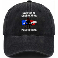 Chupacabra Washed Cotton Baseball Cap Home Of Puerto Rico Legend Gothic Horror Gift