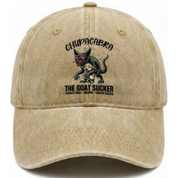 Chupacabra Washed Cotton Baseball Cap The Goat Sucker Vintage Horror Cryptid Gift