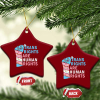 Trans Rights Are Human Rights Ceramic Ornament Christmas LGBTQ Supporter Gift - Wonder Print Shop