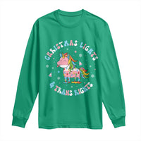 Christmas Lights And Trans Rights Long Sleeve Shirt Magical Unicorn Pride - Wonder Print Shop