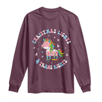 Christmas Lights And Trans Rights Long Sleeve Shirt Magical Unicorn Pride - Wonder Print Shop