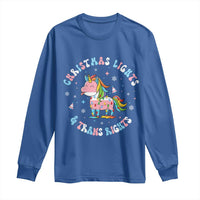 Christmas Lights And Trans Rights Long Sleeve Shirt Magical Unicorn Pride - Wonder Print Shop