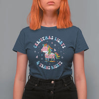 Christmas Lights And Trans Rights T Shirt For Women Magical Unicorn Pride - Wonder Print Shop