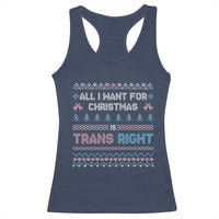 Trans Pride Ugly Xmas Racerback Tank Top All I Want For Christmas Is Trans Rights - Wonder Print Shop