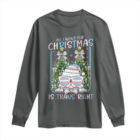 Funny Santa Cat Trans Pride Long Sleeve Shirt All I Want For Christmas Is Trans Rights - Wonder Print Shop