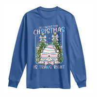 Funny Santa Cat Trans Pride Long Sleeve Shirt All I Want For Christmas Is Trans Rights - Wonder Print Shop