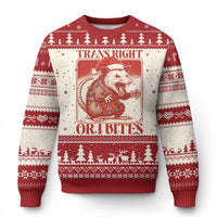 Funny Fierce Opossum Santa Ugly Christmas Sweater Trans Right Or I Bites Christmas Gift - Wonder Print Shop