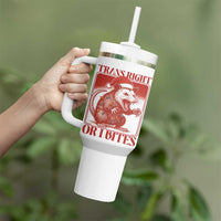 Funny Fierce Opossum Santa Tumbler With Handle Trans Right Or I Bites Christmas Gift - Wonder Print Shop