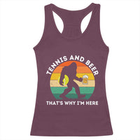 Funny Bigfoot Tennis Player Beer Lover Racerback Tank Top That Is Why I Am Here - Wonder Print Shop