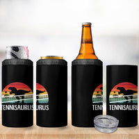 Funny Dinosaur Tennis Player Gift 4 in 1 Can Cooler Tumbler Tennisaurus - Wonder Print Shop
