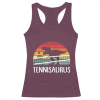 Funny Dinosaur Tennis Player Gift Racerback Tank Top Tennisaurus - Wonder Print Shop