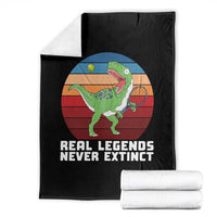 Retro Dinosaur Tennis Player Throw Blanket Real Legends Never Extinct - Wonder Print Shop