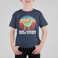 Retro Dinosaur Tennis Player T Shirt For Kid Real Legends Never Extinct - Wonder Print Shop